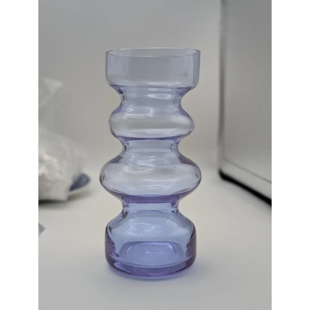 Set of 3 Lavender Purple Bubble Glass Vases Mid Century Modern Stacked Bud Vases